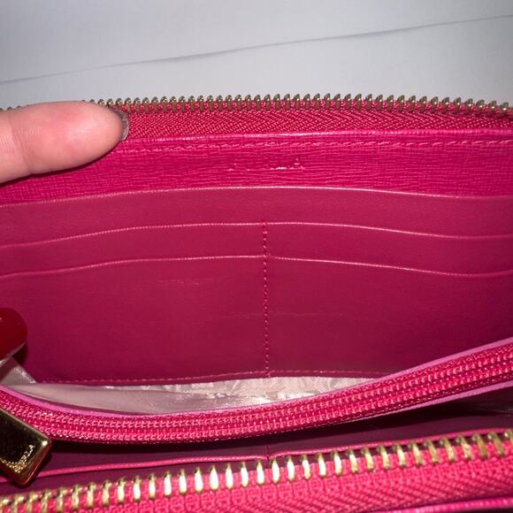 Furla XL Genuine Leather Babylon Continental Zip-around Wallet Color: Pink red - Picture 7 of 14
